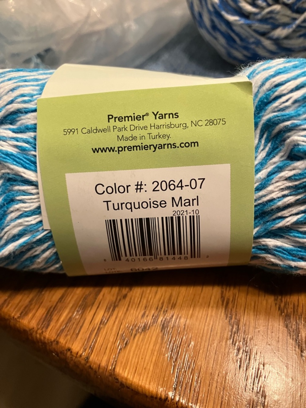 Skein Just Cotton Turquoise Marl/Skein Twisted Cotton Blend Blue/Ecru NWT - Picture 4 of 8